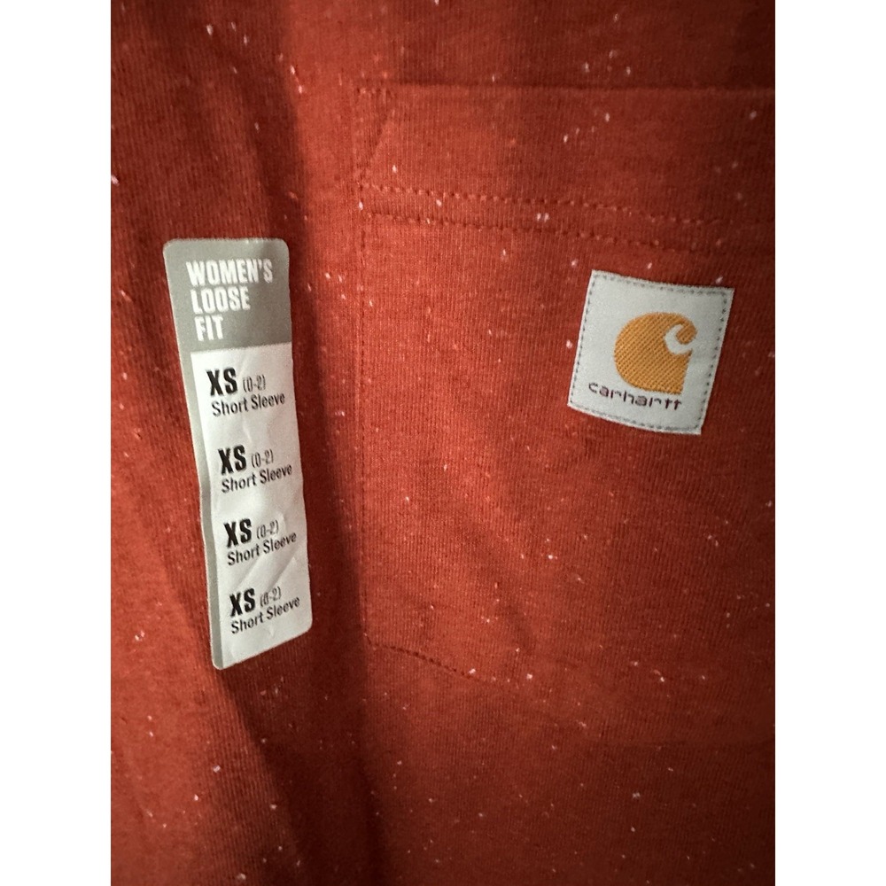 Carhartt Women's Loose Fit Heavyweight Short Sleeve Pocket T-Shirt Sz XS Orange - Picture 5 of 7